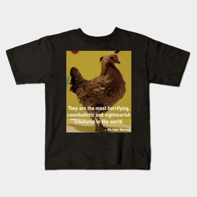 Herzog's Dancing Chicken Kids T-Shirt by asimplefool